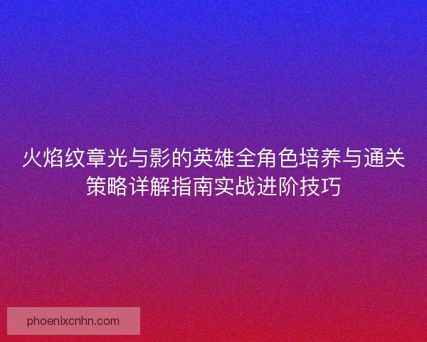 火焰纹章光与影的英雄全角色培养与通关策略详解指南实战进阶技巧